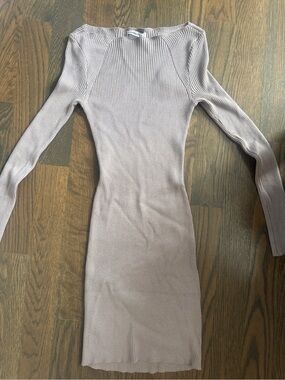 Abercrombie Taupe Ribbed Bodycon Mini Dress Long Sleeve NWT Tall S